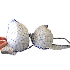 ⭐️ Victoria Secret Boho Paisley Blue Padded Bikini Top Size 34C